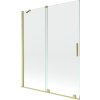 MEXEN/S - Velar Dvoukřídlá posuvná vanová zástěna 140 x 150 cm, transparent, zlatá kartáčovaná 896-140-000-01-55