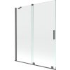 MEXEN/S - Velar Dvoukřídlá posuvná vanová zástěna 140 x 150 cm, transparent, grafit kartáčovaná 896-140-000-01-66