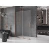 MEXEN/S - Velar Sprchová zástěna posuvná Walk-in 140 x 200 cm, dekor 8 mm, růžové zlato 871-140-000-33-60
