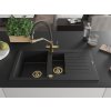 MEXEN/S - Matias granitový dřez 1.5 s odkapávačem včetně baterie Duo, černá 6502-77-671701-57-G