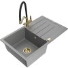 MEXEN/S - Bruno granitový dřez s odkapávačem včetně baterie Duo, šedá 6513-71-671701-57-G