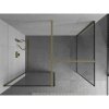 MEXEN/S - Kioto Sprchová zástěna Walk-in 110 x 80 cm, černý vzor, zlatá kartáčovaná 800-110-202-55-70-080