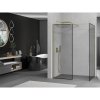 MEXEN/S - Kioto Sprchová zástěna Walk-in 110 x 100 cm, černý vzor, zlatá kartáčovaná 800-110-202-55-70-100