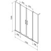 MEXEN/S - Velar L Duo dvoukřídlá posuvná vanová zástěna 170 x 150 cm, transparent, růžové zlato 896-170-003-02-60