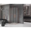 MEXEN/S - Velar L Duo sprchový kout, posuvné dveře 80 x 80 cm, dekor, měď kartáčovaná 871-080-080-02-33-65