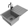 MEXEN/S - Bruno granitový dřez 1-miska s odkapávačem včetně baterie Carla, šedá 6513-71-670700-70-B