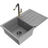 MEXEN/S - Bruno granitový dřez 1 s odkapávačem včetně baterie Flora, šedá 6513-71-670401-57-B