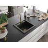 MEXEN/S - Vito granitový dřez 1-miska 520 x 490 mm, černý, zlatý sifon 6503521000-77-G