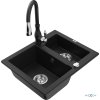 MEXEN/S - Carlos granitový dřez 1.5 včetně baterie Savita, černá 6518-77-672601-70