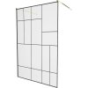 MEXEN/S - KIOTO samostatně stojící sprchová zástěna 100 x 200, transparent/černá vzor 8 mm, zlatá 800-100-002-50-78