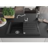 MEXEN/S - Bruno granitový dřez 1-miska s odkapávačem včetně baterie Carla, černá 6513-77-670700-00