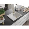 MEXEN/S - Ben granitový dřez 1 s odkapávačem pravý 600 x 500 mm, bílá, sifon zlatá 6523605000-20-G