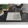 MEXEN/S - Ben granitový dřez 1 s odkapávačem pravý 600 x 500 mm, bílá, sifon zlatá 6523605000-20-G