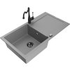 MEXEN/S - Leo granitový dřez 1 s odkapávačem včetně baterie Carla, šedá 6501-71-670700-70-B