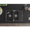 MEXEN/S - Gaspar granitový dřez 1.5 s odkapávačem včetně baterie Flora, černá kropenatá 6507-76-670401-07
