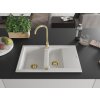 MEXEN/S - Gaspar granitový dřez 1.5 s odkapávačem 737 x 475 mm, bílá, zlatý sifon 6507731505-20-G