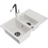 MEXEN/S - Gaspar granitový dřez 1.5 s odkapávačem včetně baterie Flora, bílá 6507-20-670401-07-B