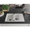 MEXEN/S - Gaspar granitový dřez 1.5 s odkapávačem včetně baterie Flora, bílá 6507-20-670401-70-B