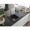 MEXEN/S - Ben granitový dřez 1 s odkapávačem levý 600 x 500 mm, černá kropenatá, sifon zlatá 6522605000-76-G