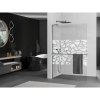 MEXEN/S - Kioto+ L Sprchová zástěna WALK-IN s poličkou a držákem ručníků 100 x 200 cm, bílý vzor, grafit kartáčovaná 800-100-123-66-85