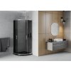 MEXEN/S - Rio čtvrtkruhový sprchový kout 80 x 80, grafit, chrom + vanička se sifonem Flat, černý 863-080-080-01-40-4170