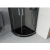 MEXEN/S - Rio čtvrtkruhový sprchový kout 80 x 80, grafit, chrom + vanička se sifonem Flat, černý 863-080-080-01-40-4170