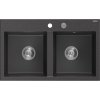 MEXEN - Hektor granitový dřez 2-bowl 800 x 480 mm, černá kropenatá, sifon chrom 6521802000-76