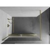 MEXEN/S - Kioto+ Sprchová zástěna WALK-IN s poličkou a držákem ručníků 100 x 200 cm, transparent/dekor, zlatá kartáčovaná 800-100-121-55-35