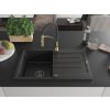 MEXEN/S - Bruno granitový dřez s odkapávačem včetně baterie Aster, černá/stříbrná metalik 6513-73-73450-57-B