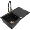 MEXEN/S - Cesar granitový dřez s odkapávačem včetně baterie Aster, černá 6514-77-73450-57-G