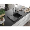 MEXEN/S - Ben granitový dřez 1 s odkapávačem pravý 600 x 500 mm černá/stříbrná metalik sifon černá 6523605000-73-B