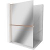 MEXEN/S - Kioto+ L Sprchová zástěna WALK-IN s poličkou a držákem ručníků 70 x 200 cm, zrcadlová, měď kartáčovaná 800-070-123-65-50
