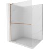 MEXEN/S - Kioto+ L Sprchová zástěna WALK-IN s poličkou a držákem ručníků 90 x 200 cm, proužky, měď kartáčovaná 800-090-123-65-09