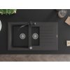 MEXEN/S - Matias granitový dřez 1.5 s odkapávačem včetně baterie Carla, černá kropenatá 6502-76-670700-70