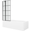 MEXEN/S - Vega obdélníková vana 170 x 70 cm s panelem + vanová zástěna 80 cm, černá vzor 550117070X9408117077