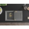 MEXEN/S - Pablo granitový dřez 1 s odkapávačem včetně baterie Flora, šedá 6510-71-670401-57-G