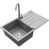 MEXEN/S - Bruno granitový dřez 1 s odkapávačem včetně baterie Telma, šedá 6513-71-670200-71