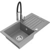 MEXEN/S - Pablo granitový dřez 1 s odkapávačem včetně baterie Aster, šedá 6510-71-73450-07