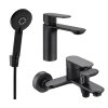 MEXEN/S - Milo R40 SET umyvadlová baterie + vanová s příslušenstvím, černá 71303R40-70
