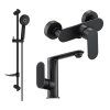 MEXEN/S - Milo DF40 SET umyvadlová baterie + sprchová s příslušenstvím, černá 713054DF40-70