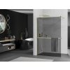 MEXEN/S - KIOTO Sprchová zástěna WALK-IN s poličkou a držákem ručníků 110 x 200, grafit 8 mm, zlatá 800-110-121-50-40