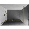 MEXEN/S - KIOTO Sprchová zástěna WALK-IN s poličkou a držákem ručníků 110 x 200, grafit 8 mm, zlatá 800-110-121-50-40