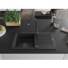 MEXEN/S - Pablo granitový dřez 1-miska s odkapávačem 752 x 436 mm, černý, černý sifon 6510751010-77-B