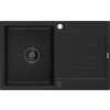MEXEN/S - Bruno granitový dřez 1-miska s odkapávačem 795 x 495 mm, černý, černý sifon 6513791010-77-B
