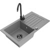 MEXEN/S - Pablo granitový dřez s odkapávačem včetně baterie Telma, šedá 6510-71-670200-70-B