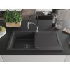 MEXEN/S - Leo granitový dřez 1 s odkapávačem včetně baterie Aster, černá kropenatá 6501-76-73450-07-B