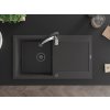 MEXEN/S - Leo granitový dřez 1 s odkapávačem včetně baterie Aster, černá kropenatá 6501-76-73450-07-B