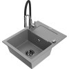 MEXEN/S - Enzo granitový dřez 1 s odkapávačem včetně baterie Aster, šedá 6506-71-73450-07-B