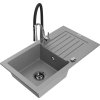 MEXEN/S - Pablo granitový dřez 1 s odkapávačem včetně baterie Aster, šedá 6510-71-73450-07-B