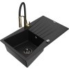 MEXEN/S - Cesar granitový dřez s odkapávačem včetně baterie Aster, černá 6514-77-73450-57-B